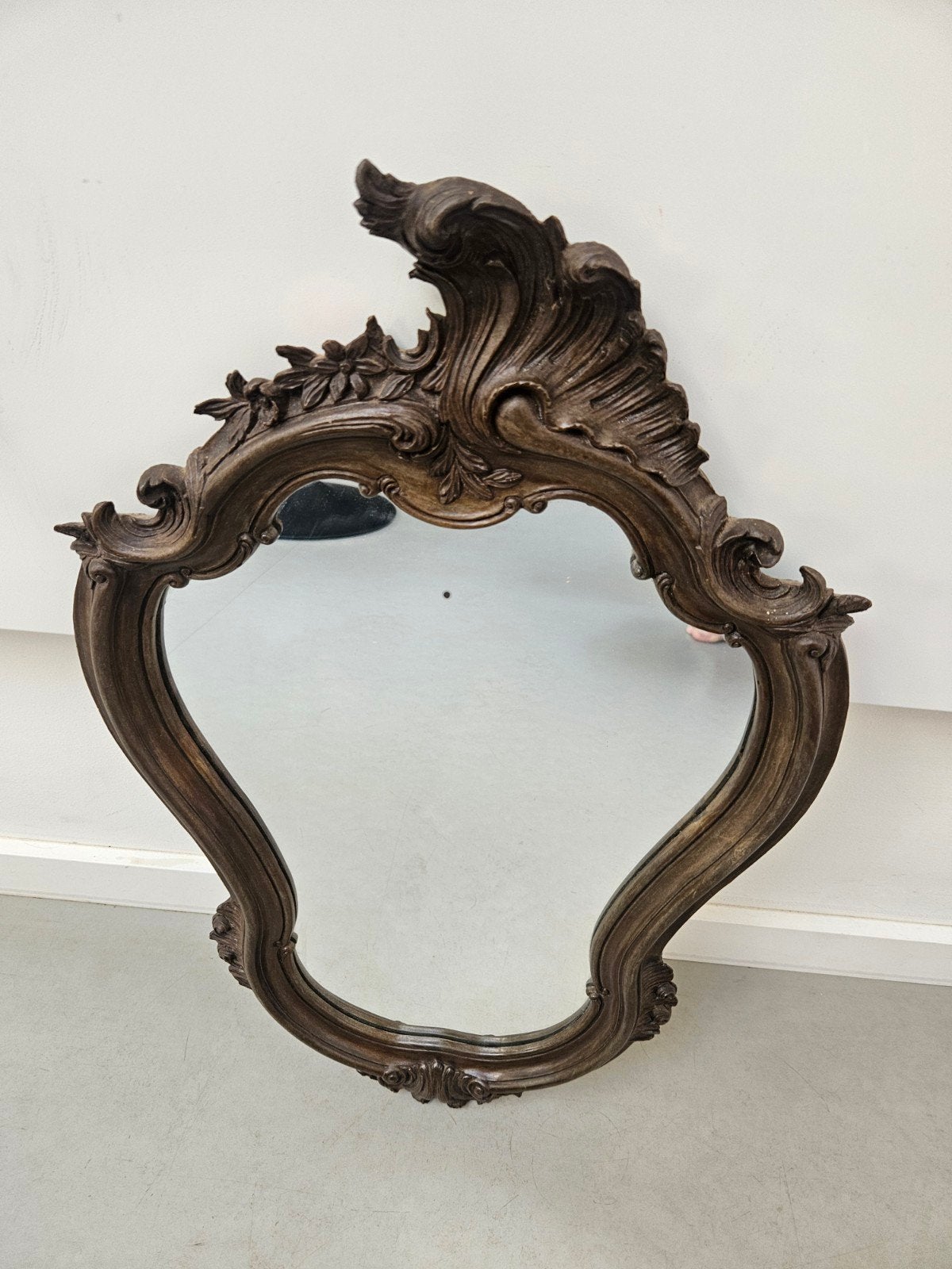 Franse Vintage Kuifspiegel Pieterman Schiedam Rococo Barok, Ophalen of Verzenden, Ovaal, Minder dan 50 cm