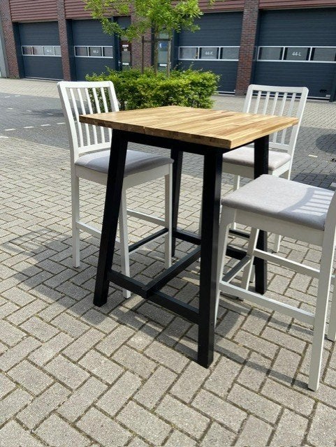 IKEA SKOGSTA bartafel + 3 barkrukken – complete set!, Ophalen, Gebruikt, 60 tot 90 cm, 3 krukken