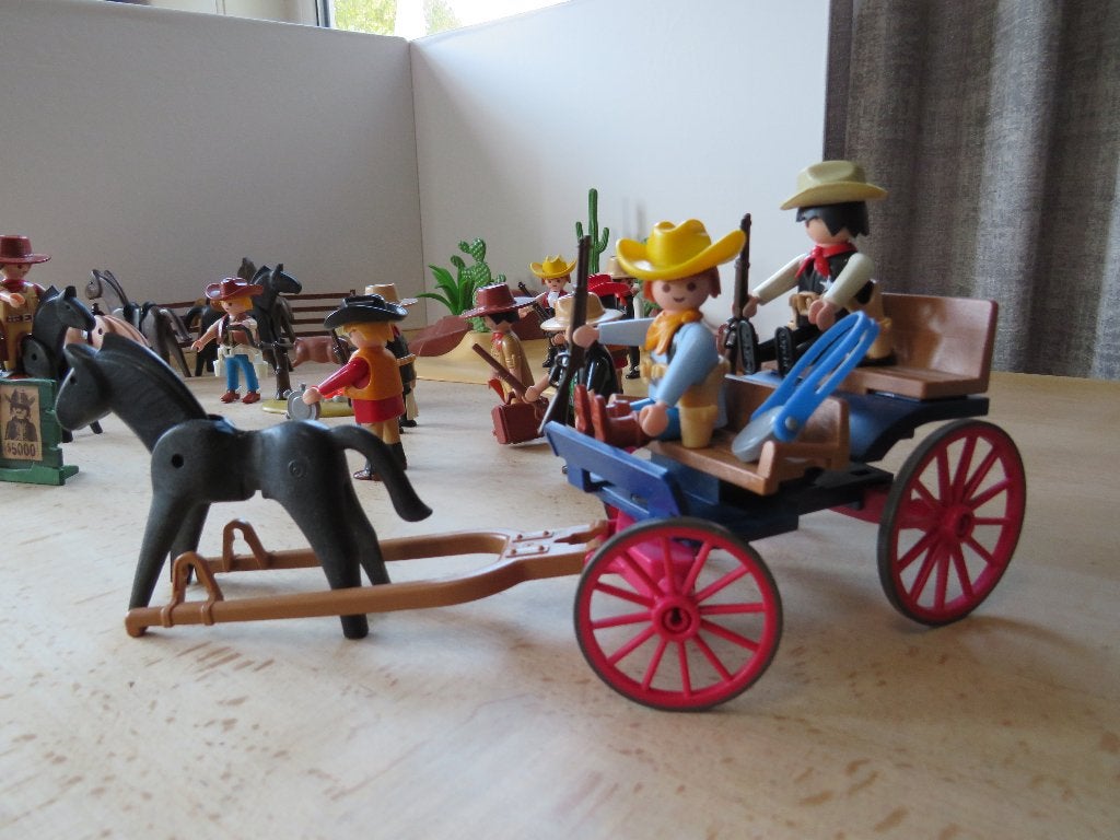 Playmobil Western set met cowboys, koets en kampvuur, Gebruikt, Complete set, Overige typen, Historisch