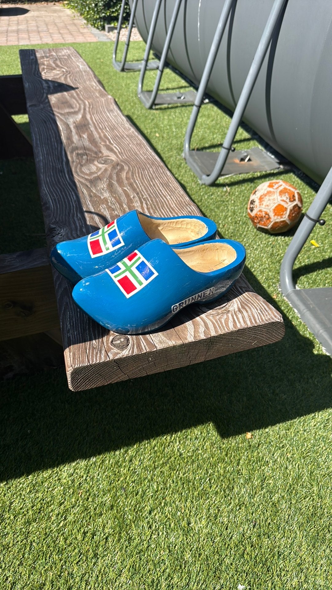 Echte Blauwe Houten Klompen met Groningse Vlag – Maat 37-38, Ophalen of Verzenden, Zo goed als nieuw, Blauw, Klompen