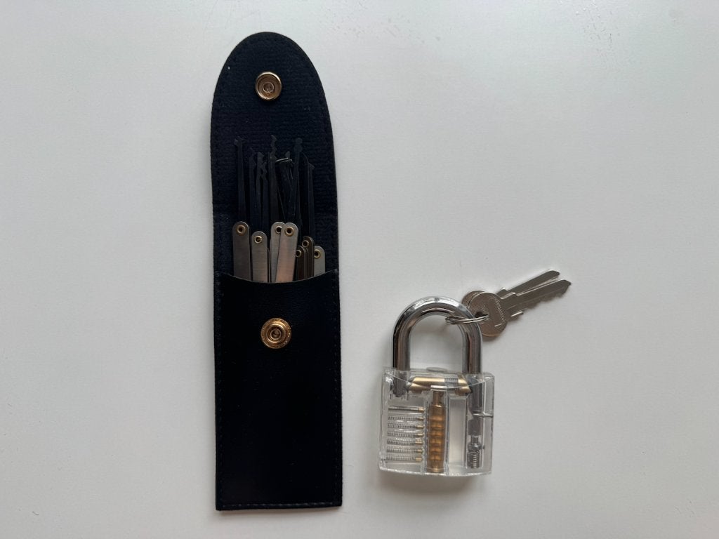 Educatieve lockpickingset met transparant lock, Ophalen of Verzenden, Zo goed als nieuw