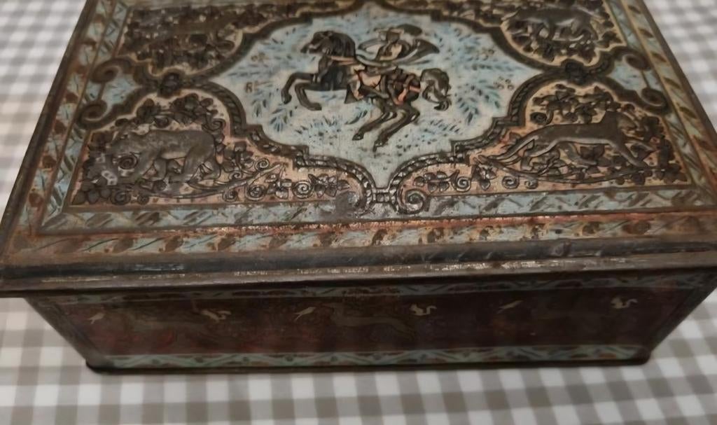 Vintage Blik met Paard Afbeelding - 22x14 cm, Verzamelen, Blikken, Ophalen of Verzenden