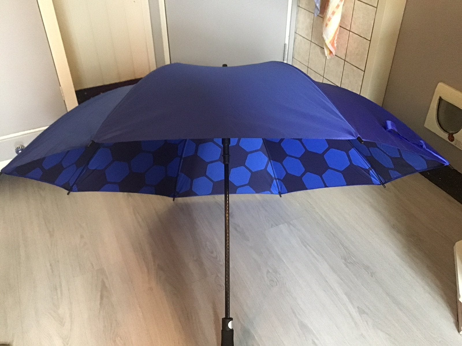 Nieuwe Paraplu met voetbalprint, editie vriendenloterij., Sieraden, Tassen en Uiterlijk, Ophalen of Verzenden, Nieuw, Blauw