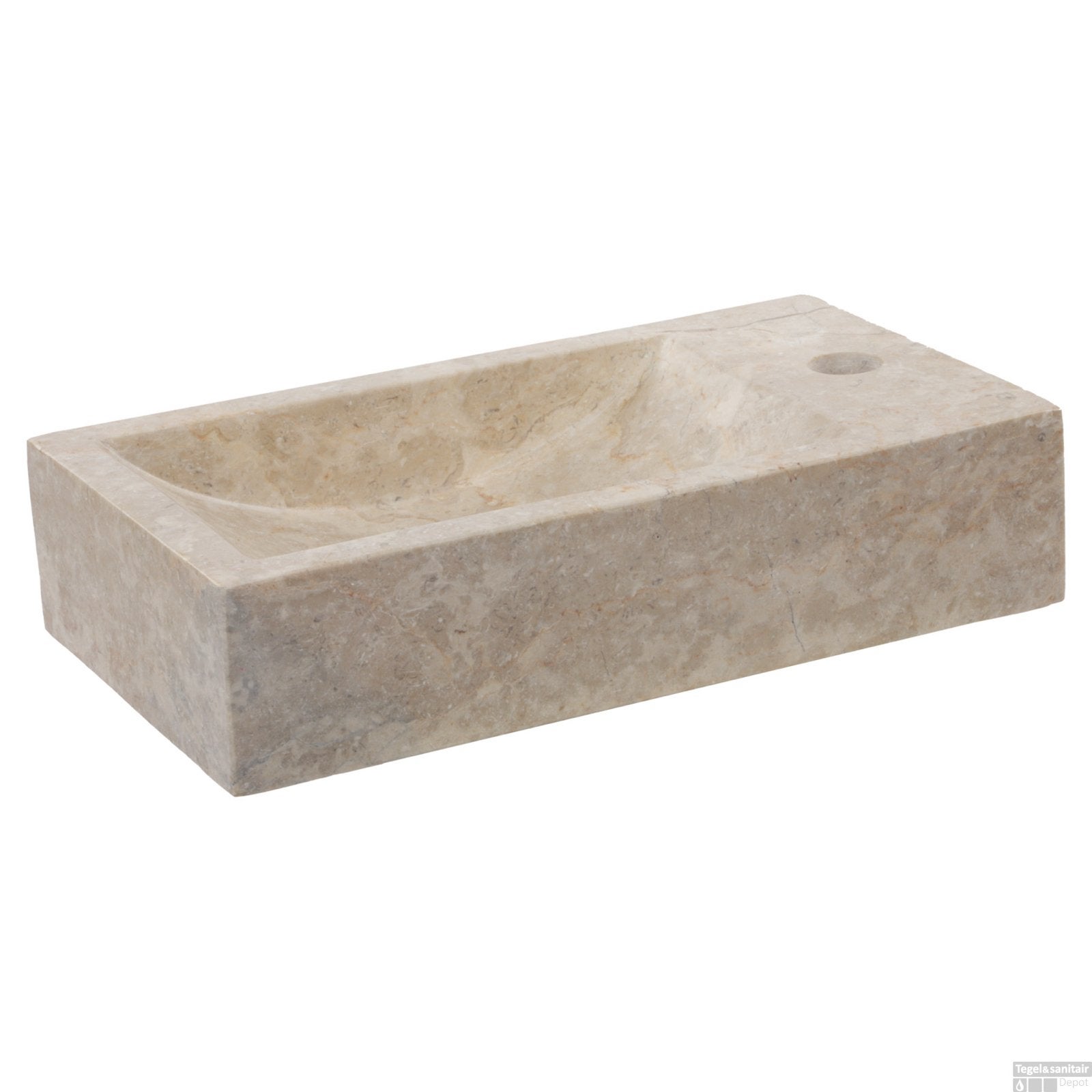 Natuurstenen wastafel 40x22x9 cm - Travertin, Ophalen of Verzenden, Nieuw, Steen, Wastafel
