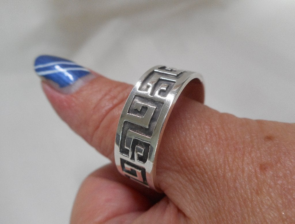 Zilveren unisex ring meander hele grote maat 24 nr.1592, 20 of groter, Verzenden, Zo goed als nieuw, Dame of Heer