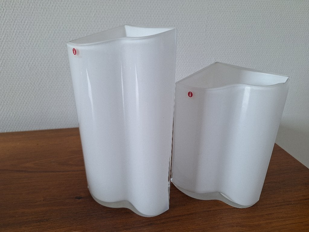 Twee glazen Iittala, Ophalen, Wit, Matte afwerking, Glas