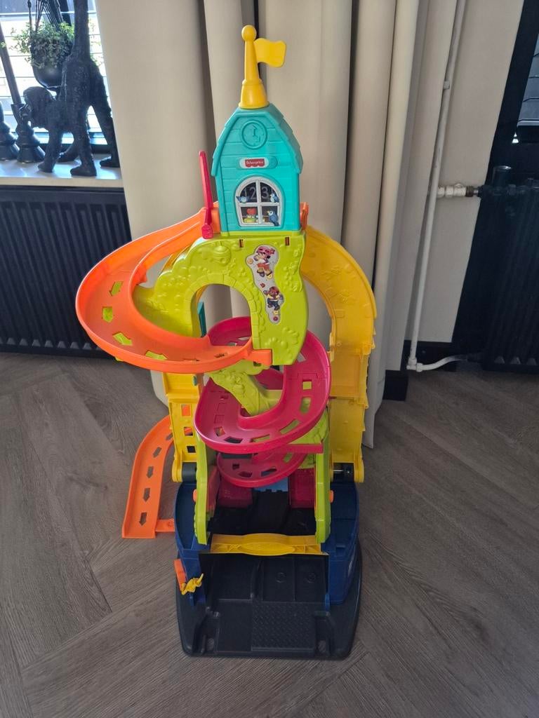 Speeltoren met autoracebaan, Kinderen en Baby's, Speelgoed | Racebanen, Ophalen, Overige merken, Racebaan, Gebruikt