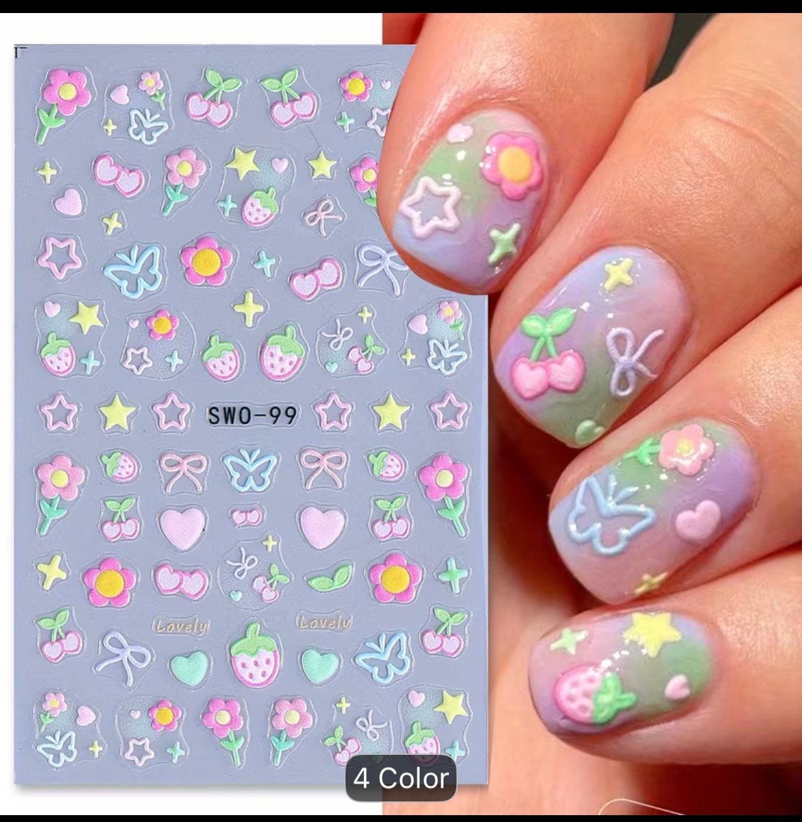 Schattige Nail Art Stickers – 3D Bloemen, Hartjes, Vlinder, Ophalen of Verzenden, Zo goed als nieuw, Handen en Nagels