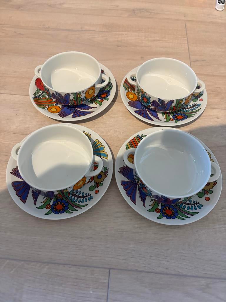 Villeroy & Boch Acapulco Soepkoppen met Schotels (4 sets), Huis en Inrichting, Keuken | Servies, Ophalen, Zo goed als nieuw, Overige stijlen