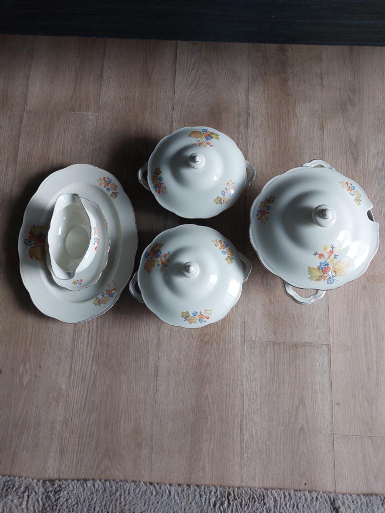 Vintage servies set met bloemmotief, Ophalen of Verzenden