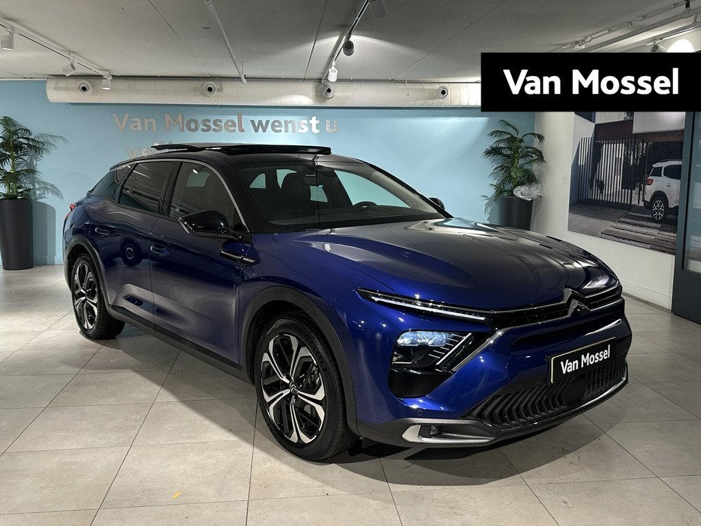 Citroen C5 X 1.6 Plug-in Hybrid 225 Shine | Panoramisch schu, Auto's, Gebruikt, Blauw, Hybride Elektrisch/Benzine, 13 kWh