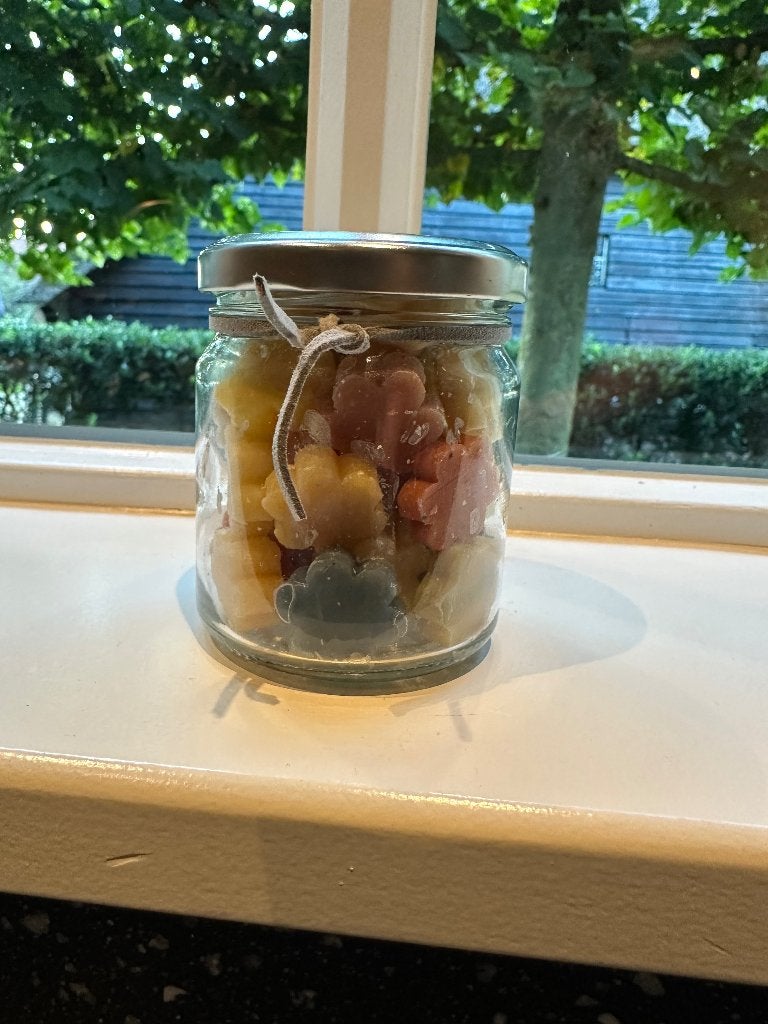Kleine stukjes zeep in glas, Ophalen of Verzenden