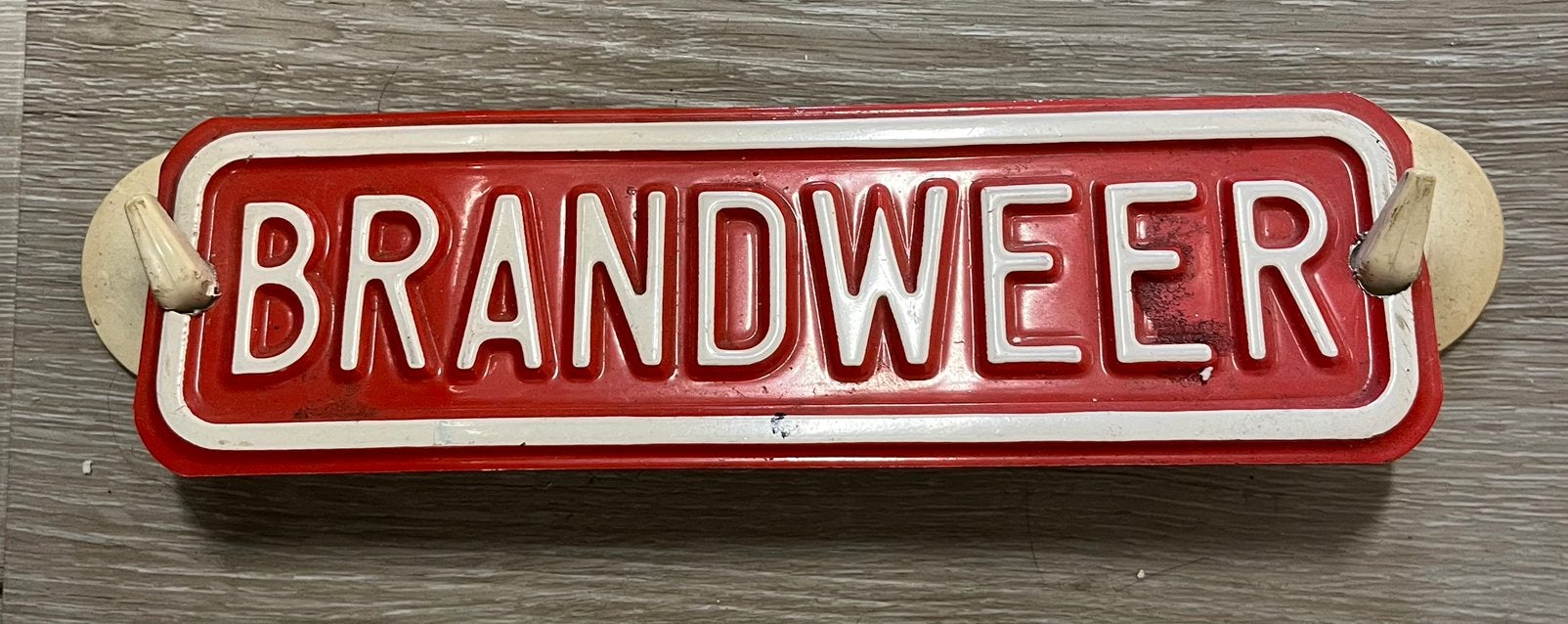 Vintage Brandweer Raambordje voor Auto - Aluminium, Ophalen of Verzenden, Gebruikt, Reclamebord