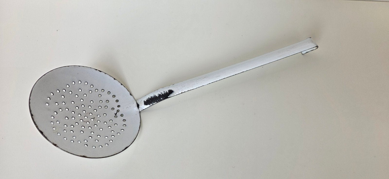 Vintage, emaille schuimspaan, Antiek en Kunst, Ophalen of Verzenden
