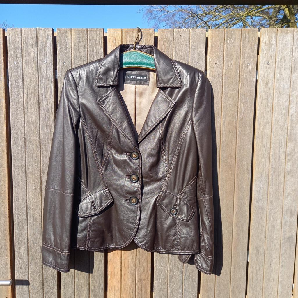 Gerry Weber leren damesjas, Maat 38/40 (M), Bruin, Ophalen of Verzenden, Zo goed als nieuw