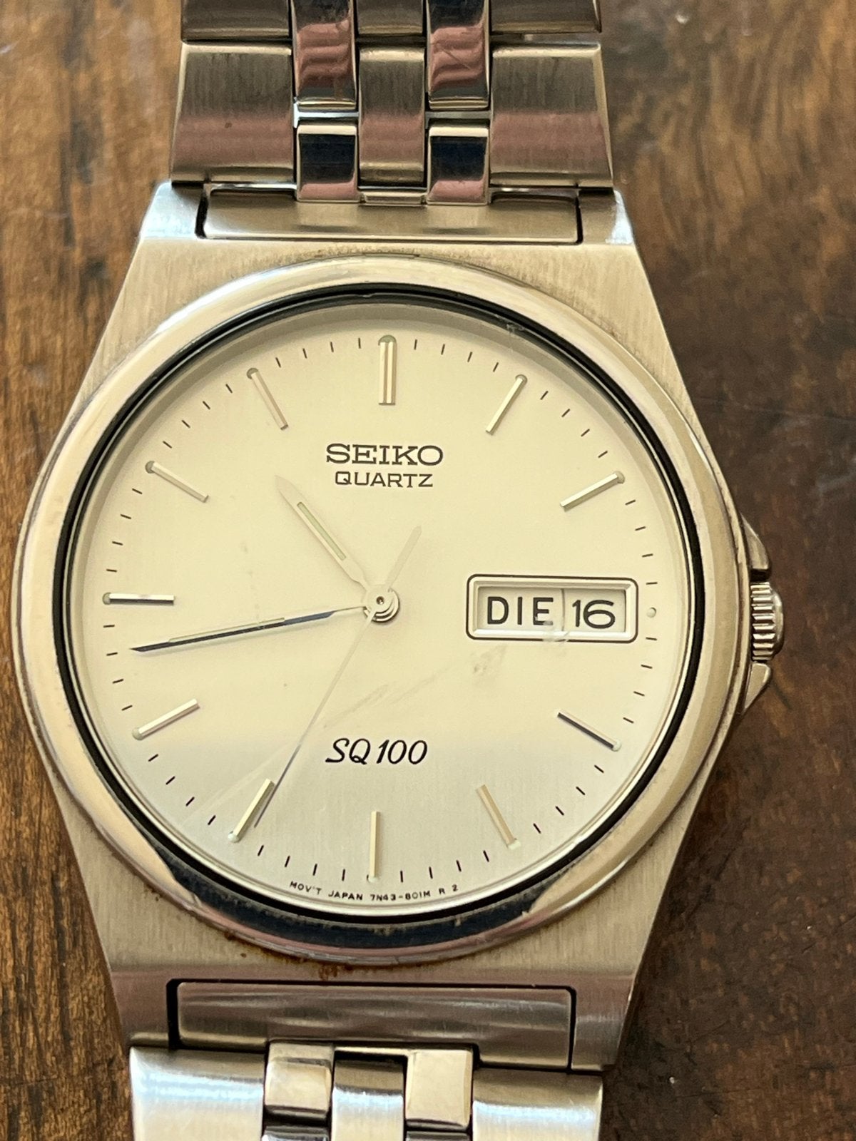 Vintage Seiko SQ100 Polshorloge 7N43-8001 Jaren '90, Sieraden, Tassen en Uiterlijk, Horloges | Heren, Seiko, Gebruikt, Staal, Polshorloge