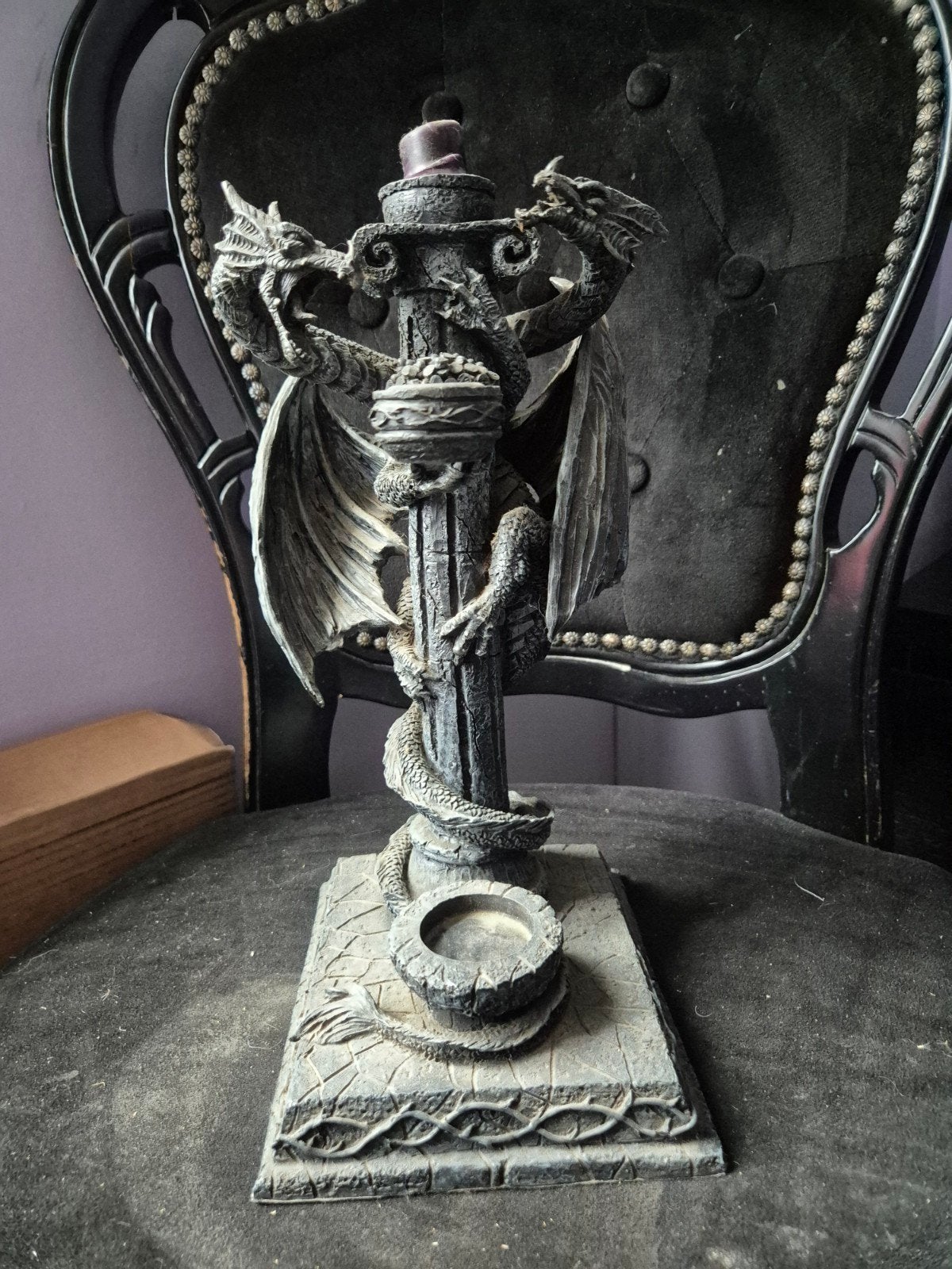 Unieke Draken Kandelaar - Gotische Stijl, Gebruikt, Ophalen of Verzenden, Overige merken, Zwart