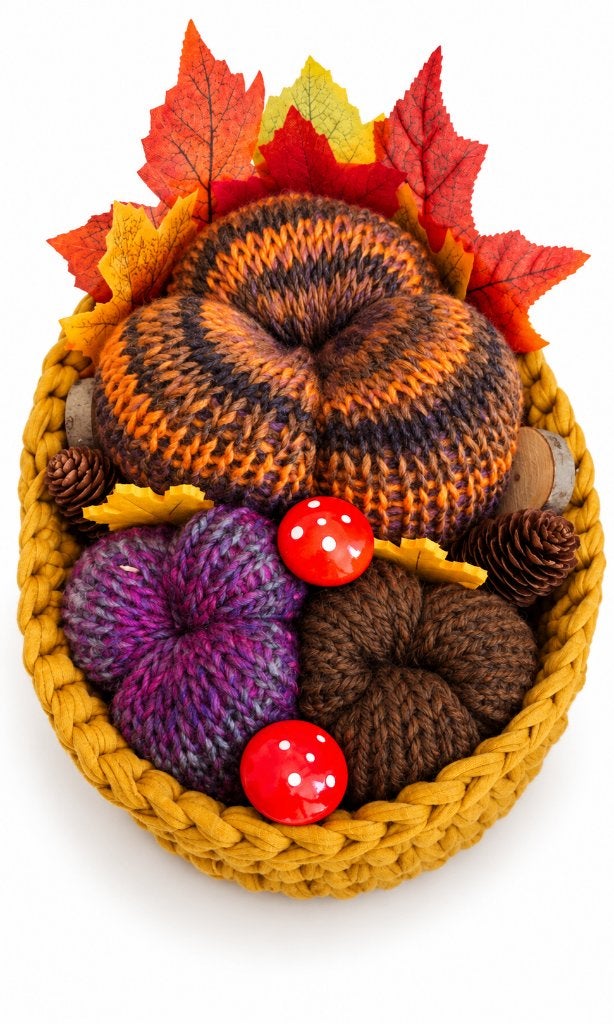 Ovaal herfstmandje met pompoenen en paddenstoelen | gehaakt, Overige materialen, Mand, Nieuw, Ophalen of Verzenden