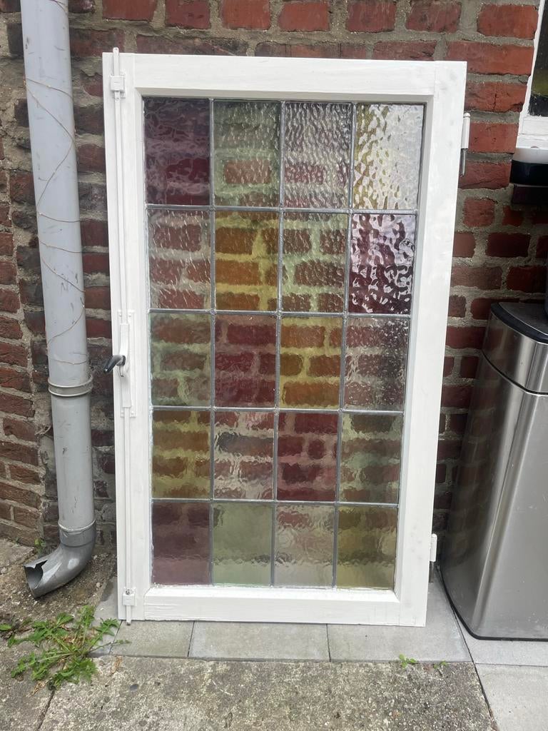Prachtig Glas in Lood Raam, Ophalen, Gevelraam of Ruit, Gebruikt, Glas in lood