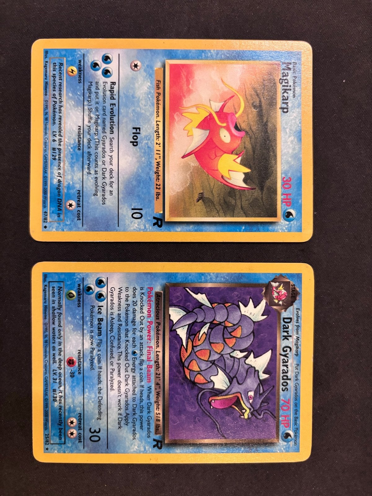 Dark Magikarp en Dark Gyarados, Ophalen of Verzenden, Gebruikt, Meerdere kaarten