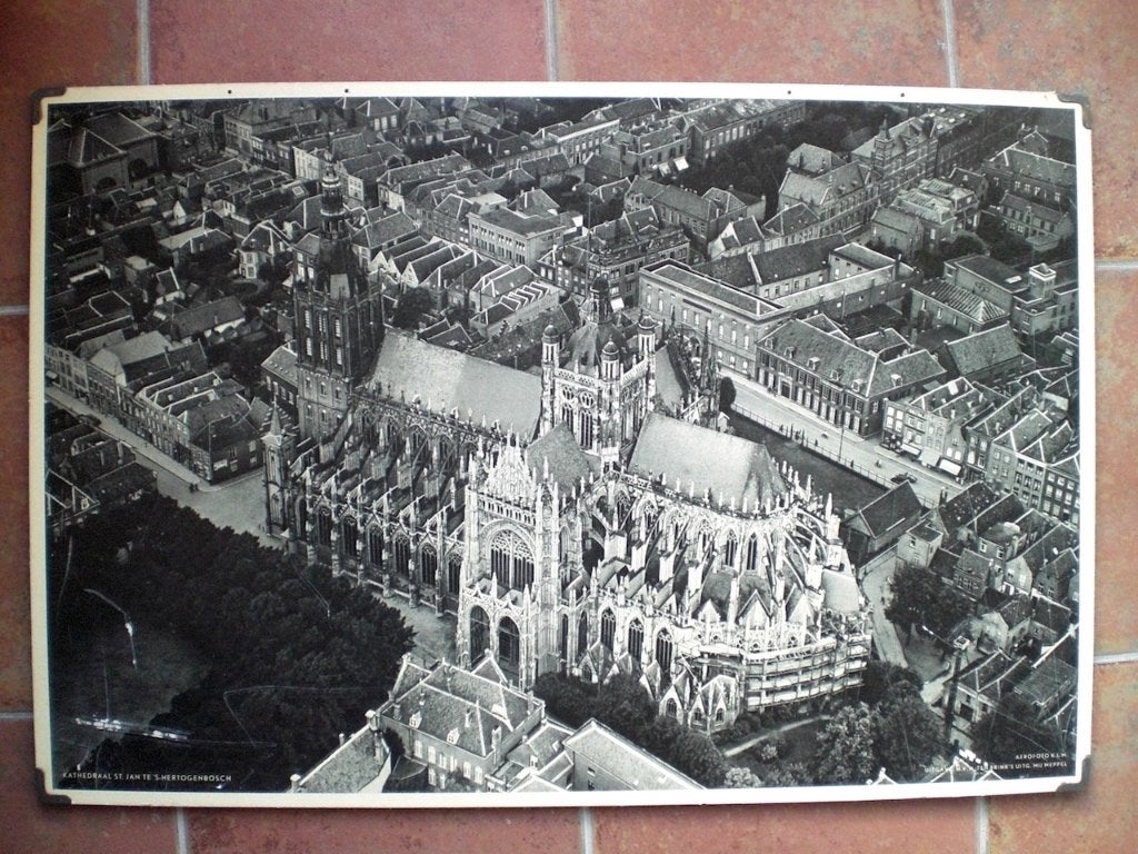Oude schoolplaat: Kathedraal St Jan te 's Hertogenbosch, Antiek en Kunst, Ophalen, Stad- en Dorpsgezichten
