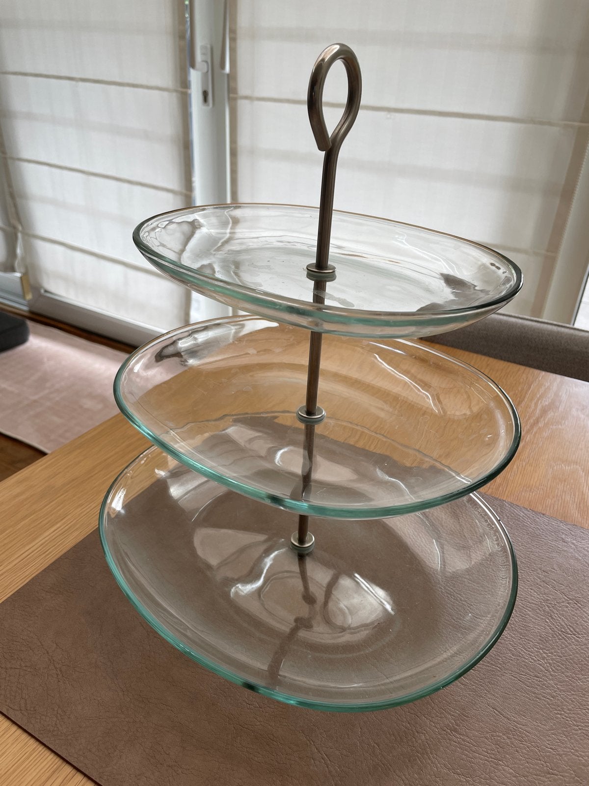 IKEA etagere van glas en metaal, Ophalen, Gebruikt, Ovaal, Metaal
