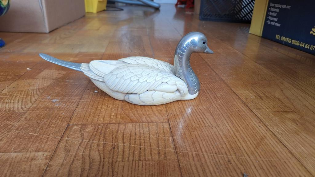 Metalen Eend van italiaanse makelij, Ophalen of Verzenden, Zo goed als nieuw, Vogel, Beeldje of Figuurtje