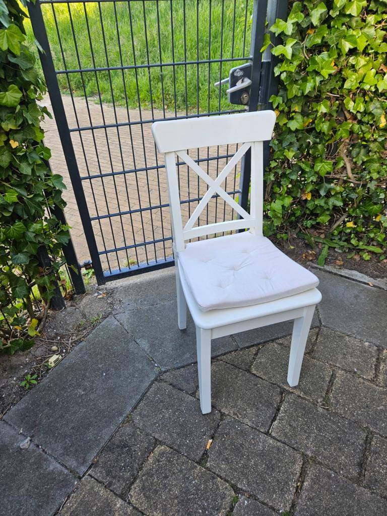 Witte stoel Ikea Rosentorp - Gebruikssporen, Gebruikt, Wit, Ophalen of Verzenden, Stof