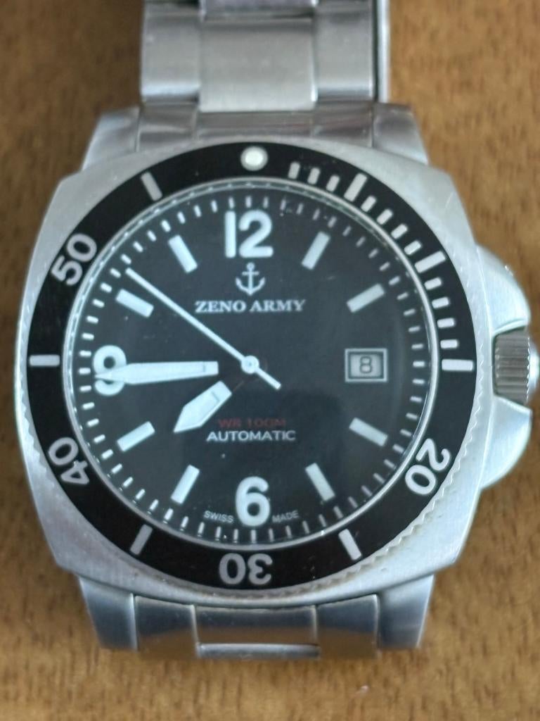 ZENO WATCH BASEL ARMY Automatic Watch met ETA 2824, Overige merken, Staal, Gebruikt, Staal