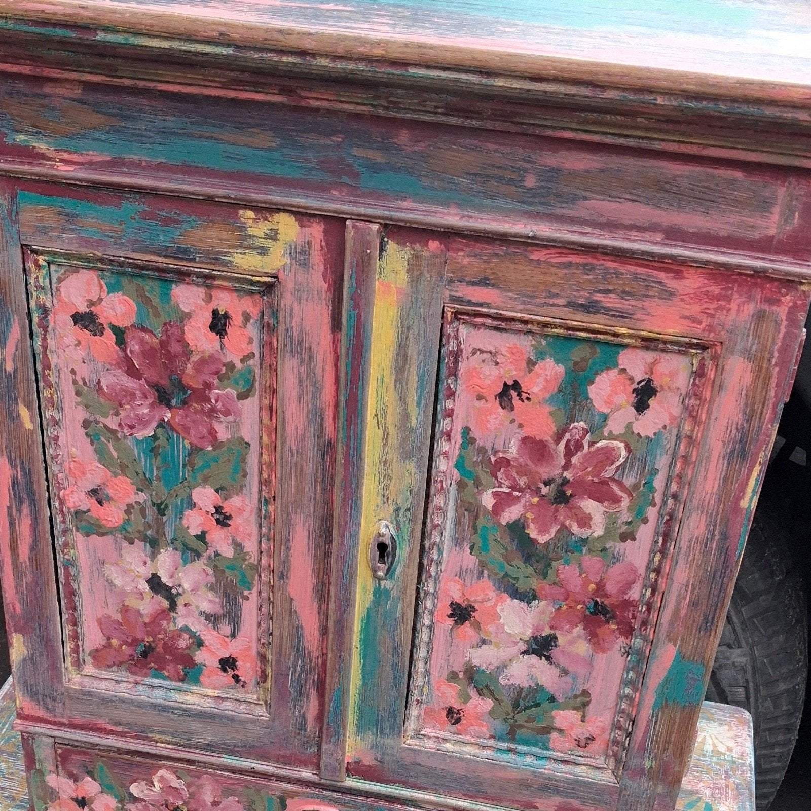 Folk Art/Handgeschilderd/Boho/Mexico/Kastje, Ophalen of Verzenden