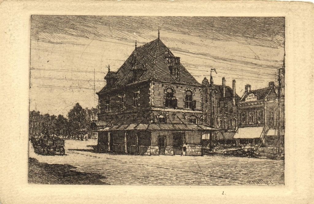 Leeuwarden. Nieuwestad met Oude Waag. - ongelopen, Ophalen of Verzenden, 1920 tot 1940, Ongelopen, Flevoland