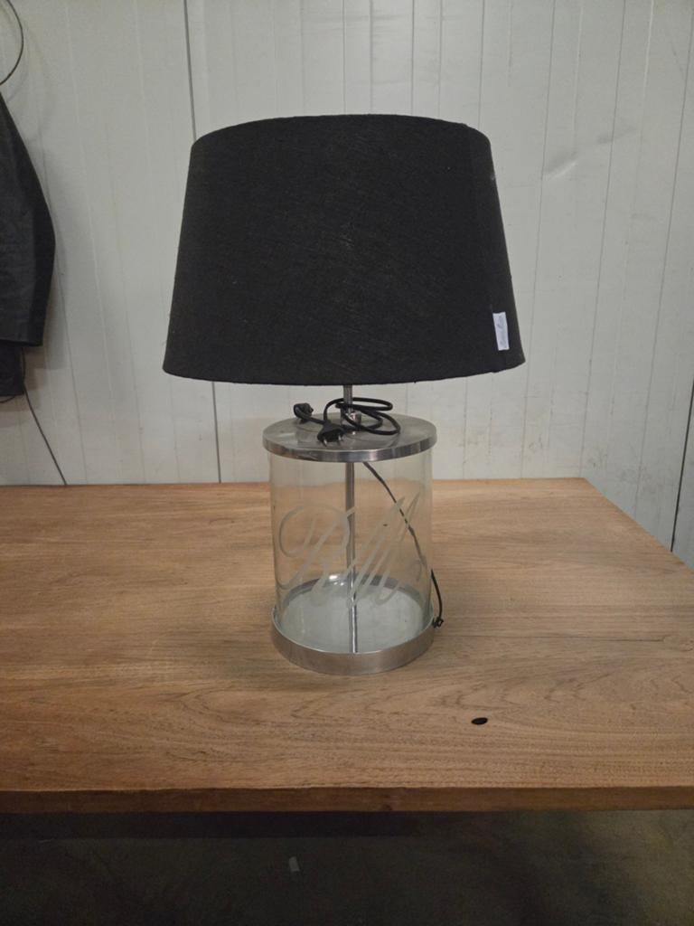 Riviera Maison lamp met glazen voet en stoffen kap, Ophalen, Glas, Landelijk, Modern, 50 tot 75 cm
