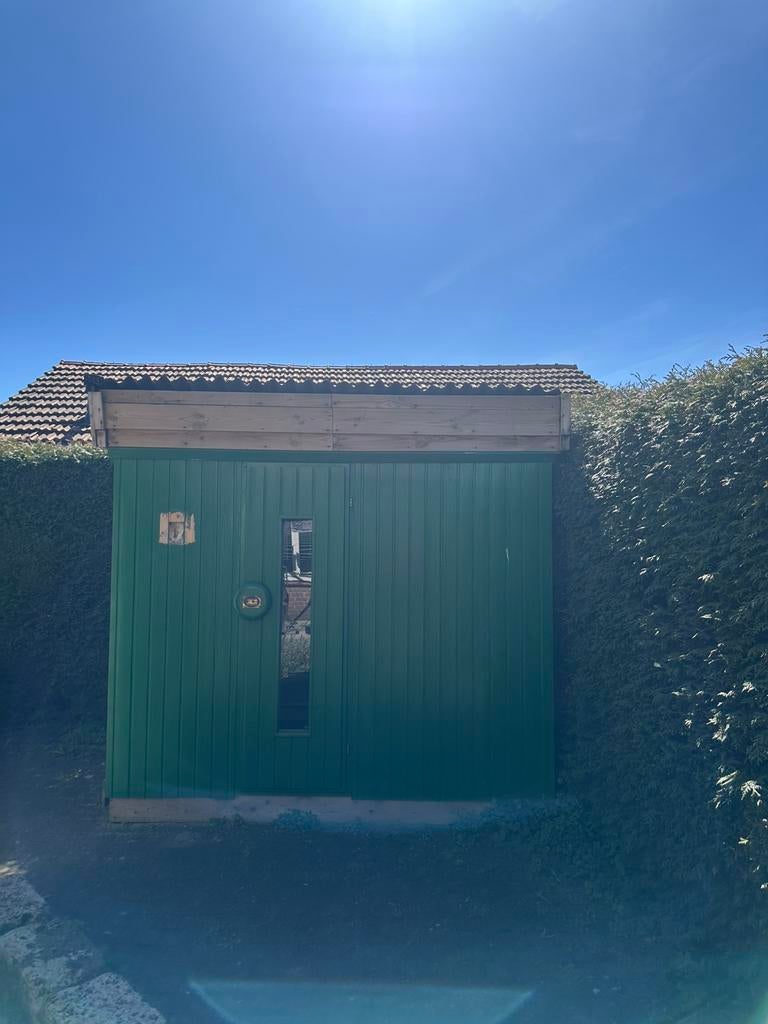 Binnen/buiten sauna  (hout), Sport en Fitness, Sauna, Ophalen, Zo goed als nieuw