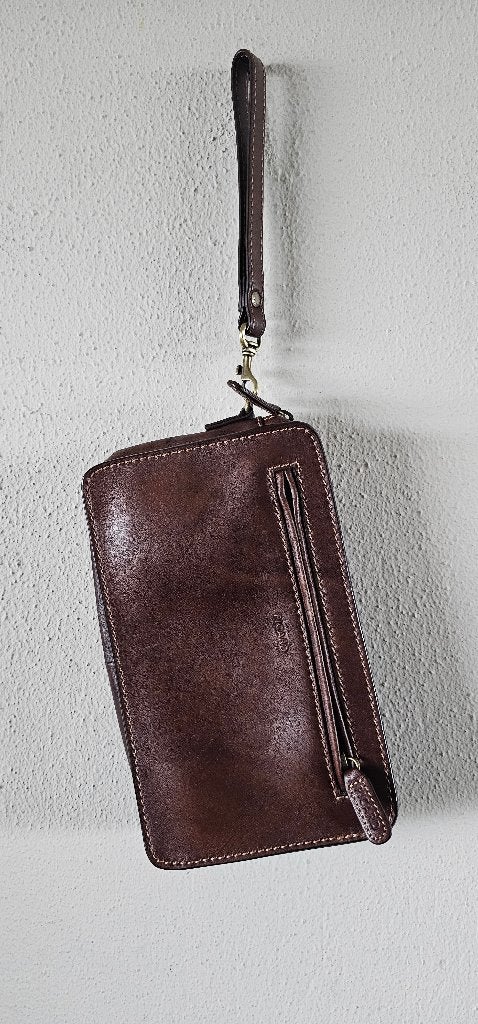 Leren polstasje / clutch - Bruin van picard (12225), Ophalen of Verzenden, Zo goed als nieuw, Picard