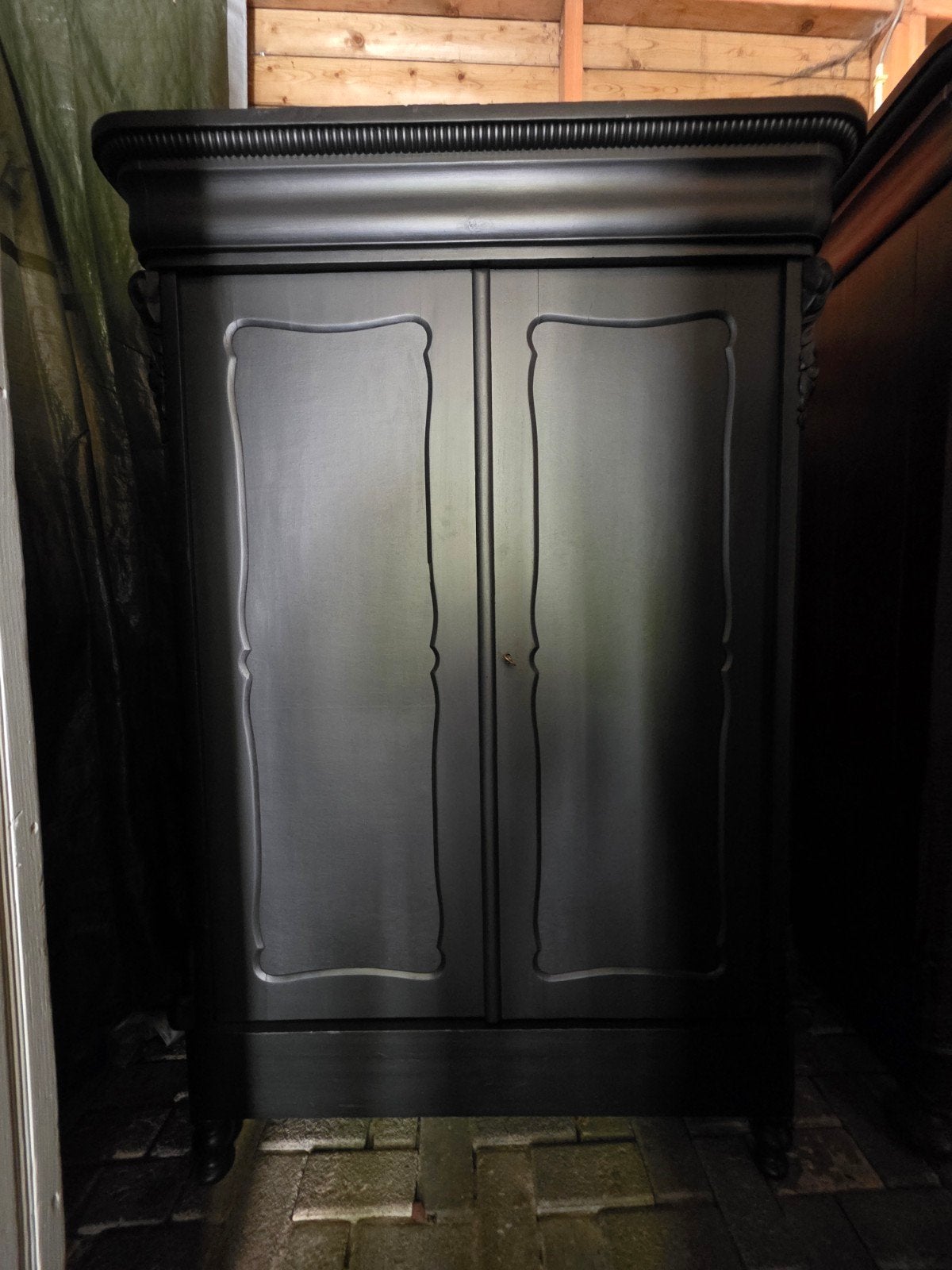 Kleine zwarte demontabele biedermeier meidenkast bez mogelij, Ophalen of Verzenden