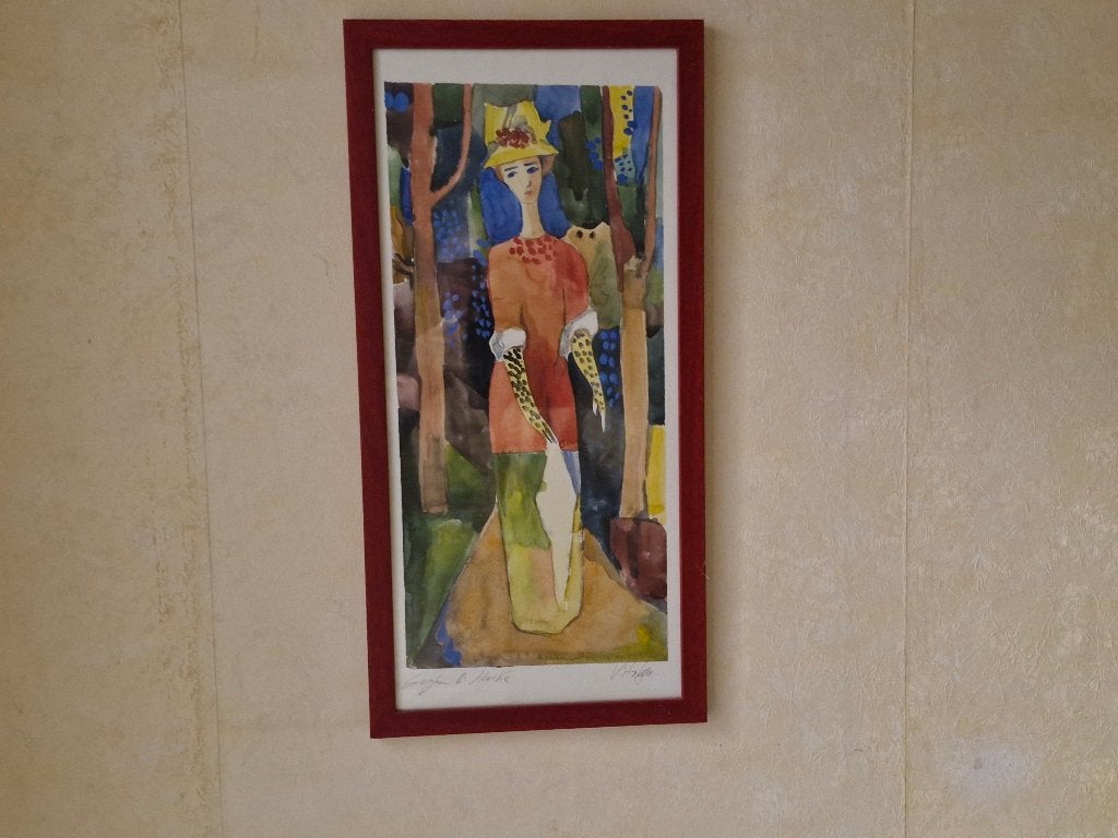 aquarel, Ophalen of Verzenden, Realistisch, Ingelijst, Portret of Personen