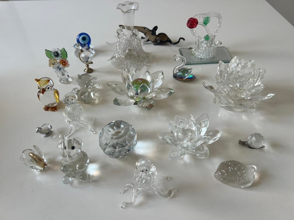 Diverse collectie kristal beeldjes, Antiek en Kunst, Ophalen of Verzenden