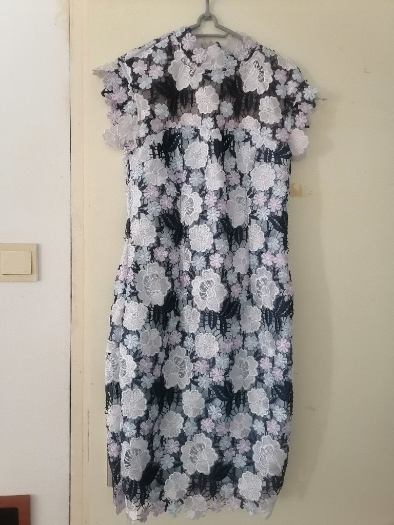 STEPS JURK BLAUW MET BORDUURBLOEMEN - M-NIEUW, Maat 38/40 (M), Blauw, Ophalen of Verzenden, Zo goed als nieuw