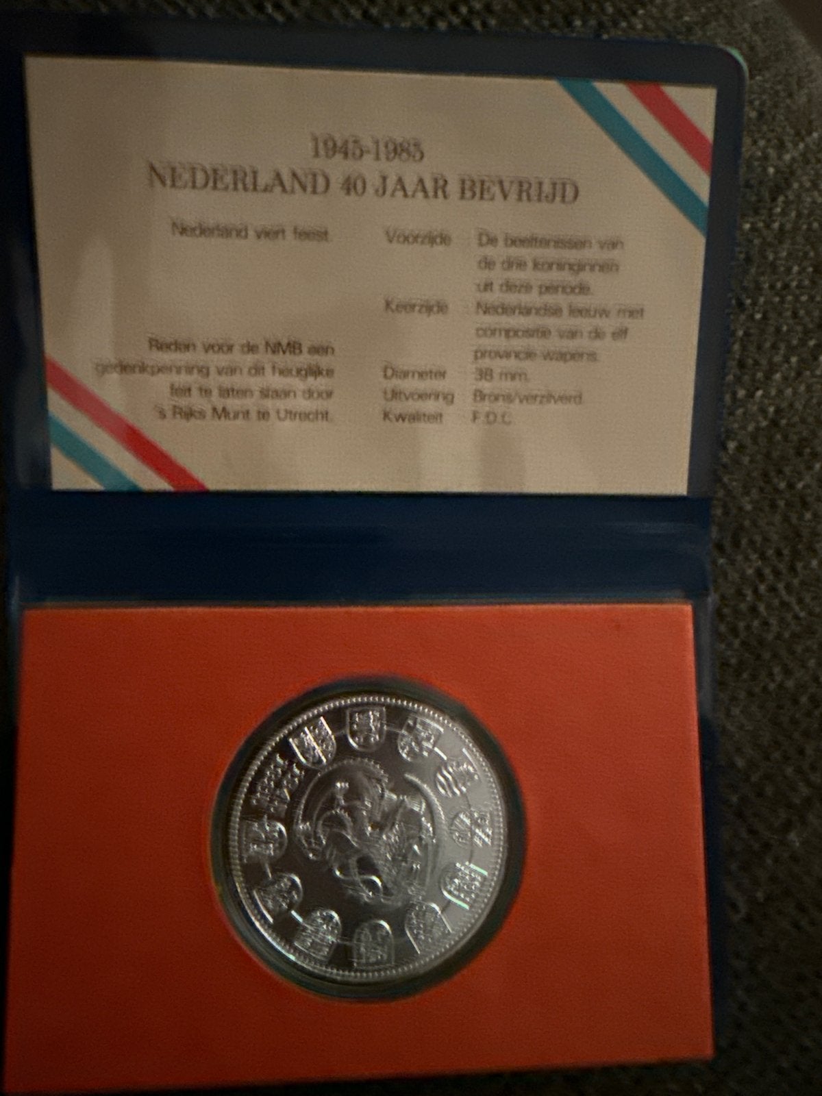Nederland 40 Jaar Bevrijd Herdenkingsmunt 1945-1985, Ophalen of Verzenden, Koningin Beatrix, Overige waardes, Losse munt