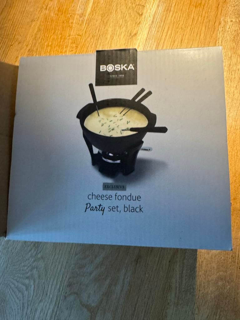 Boska Exclusive Kaasfondue Party Set Zwart - Nieuw, Witgoed en Apparatuur, Fonduesets, Ophalen, Zo goed als nieuw, Brander, Fondueset