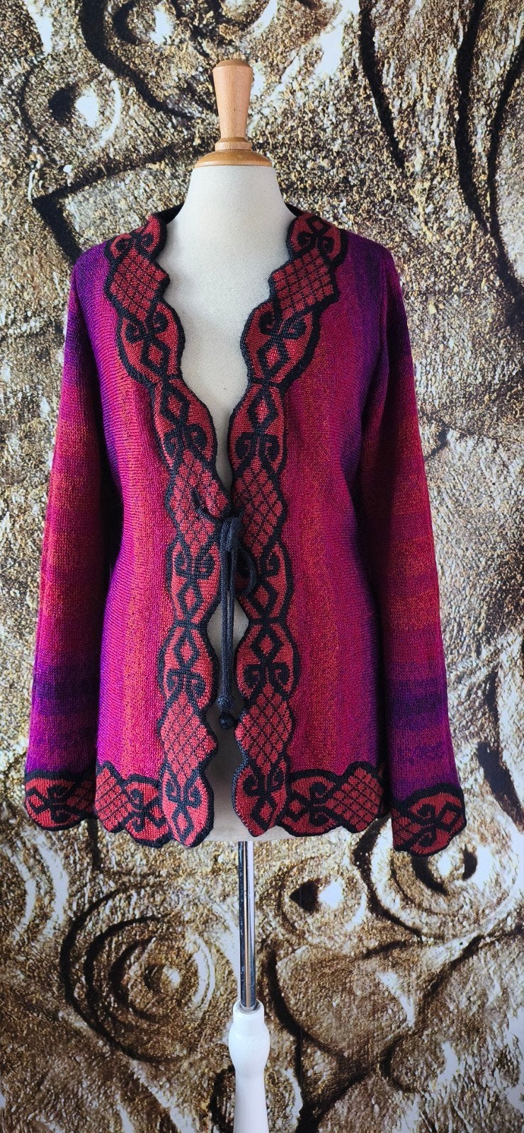 💖Prachtig 100% Pure Alpaca Intarsia vest L, Ophalen of Verzenden, Zo goed als nieuw
