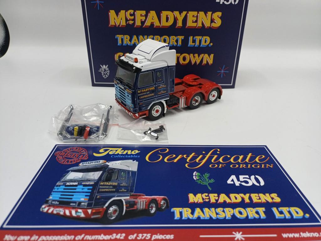 Tekno Scania 143 streamline Mcfadyens, Ophalen of Verzenden, Zo goed als nieuw, Bus of Vrachtwagen, Tekno