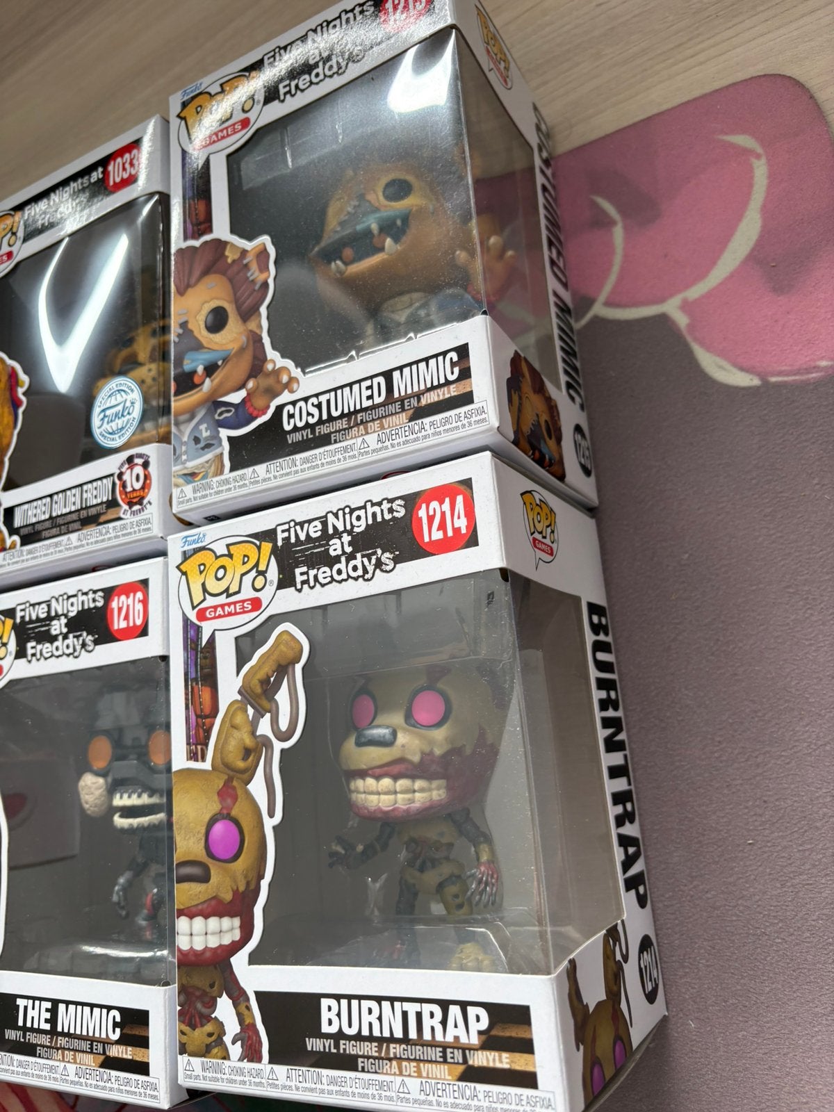 Funko Pop! Mangle, Withered Golden Freddy, Burntrap & Mimic, Funko Europe, Ophalen of Verzenden, Zo goed als nieuw, 4th floor, 1 Queen Caroline St, London W6 9YN, Verenigd Koninkrijk