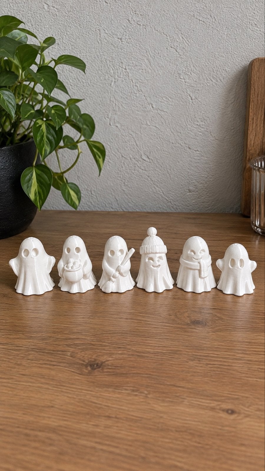Set van 6 miniatuur spookjes voor Halloween decoratie, Overige materialen, Overige stijlen, Nieuw, Ophalen of Verzenden