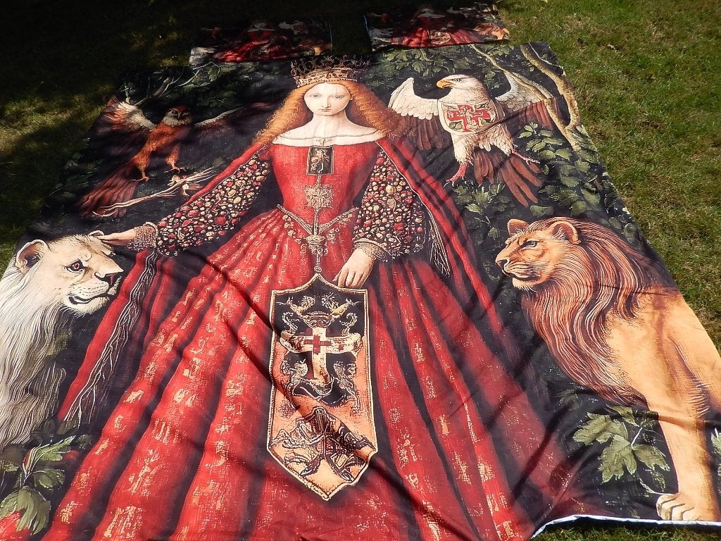 sprei dekbedovertrek 220x236 +2 slopen zgan historisch beeld, Dekbedovertrek, Ophalen of Verzenden, Zo goed als nieuw, Polyester