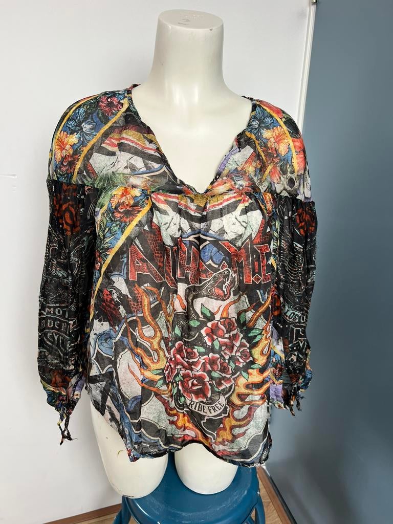 Rude riders zijde viscose doorschijnende top xs ruimvallend, Kleding | Dames, Overige kleuren, Ophalen of Verzenden, Zo goed als nieuw