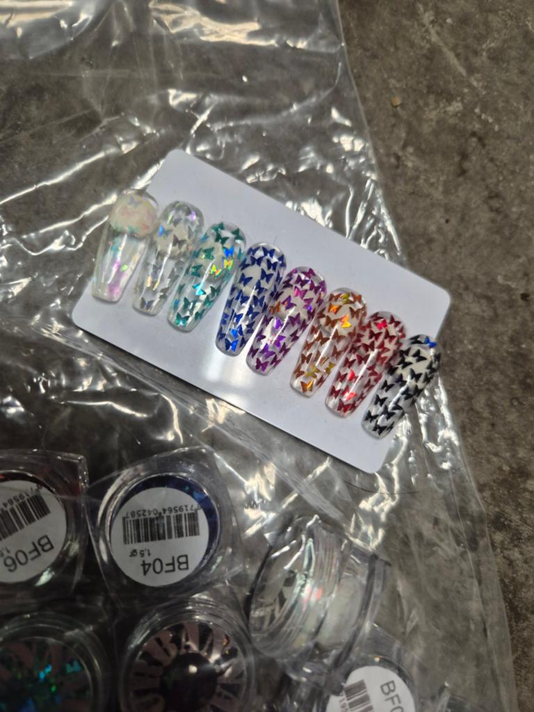 Nieuw 5x urban nails butterfly glitters, Overige kleuren, Nieuw, Ophalen of Verzenden, Handen en Nagels