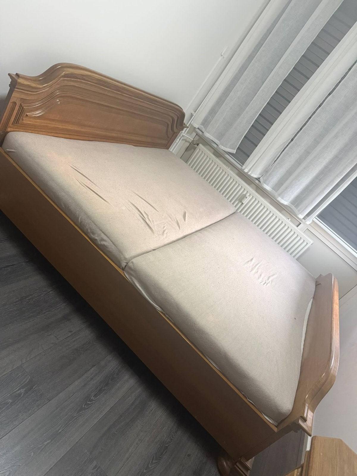 Bed2 personen, Huis en Inrichting, Slaapkamer | Bedden, Ophalen, Gebruikt, Tweepersoons, Hout