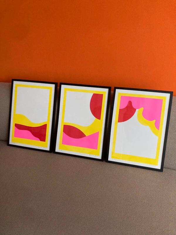 Abstracte riso prints neon A3 formaat - Anne Stijnen, Ophalen of Verzenden