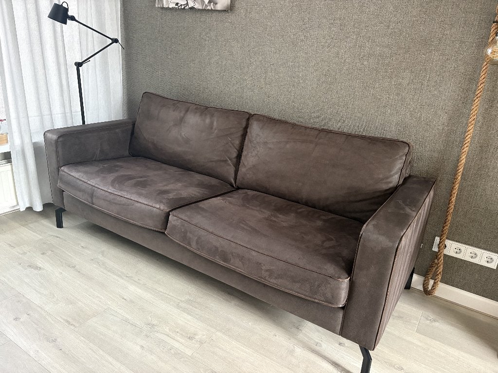 Mooie bank 2,5 zits bruin beige, Ophalen, Gebruikt, Driepersoons, 75 tot 100 cm